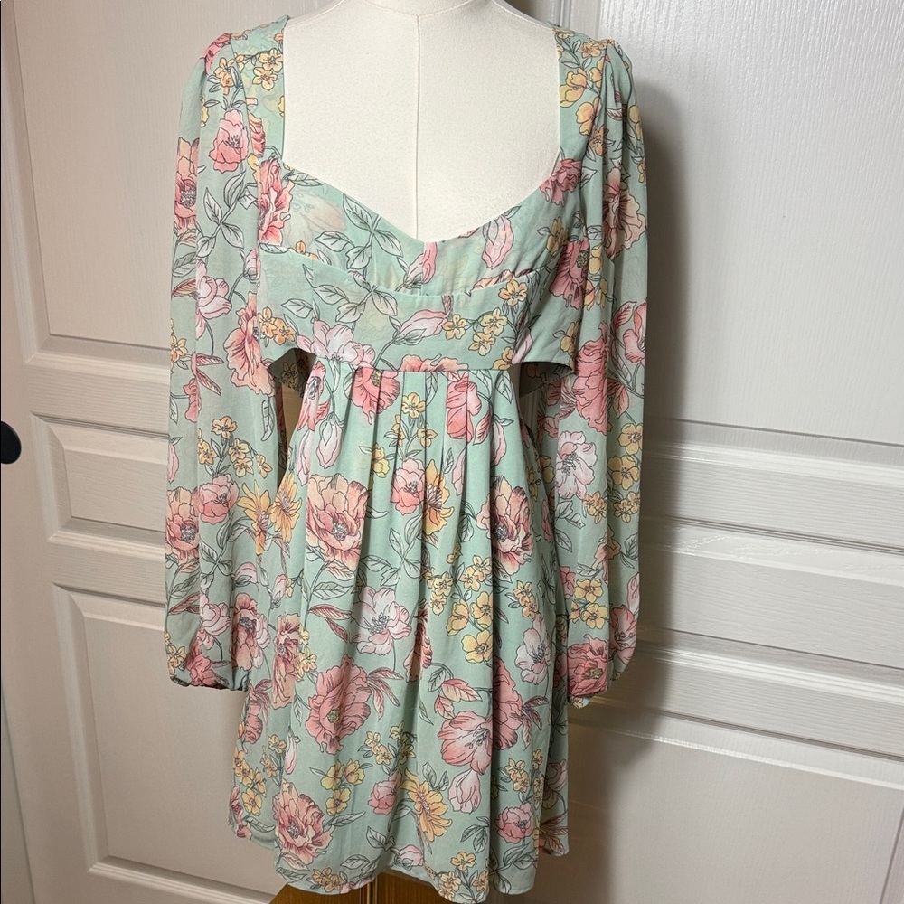 Forever 21 Pastel Floral Long Sleeve Dress